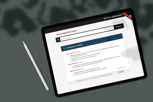 Mockup présentant l'API dictionnaire