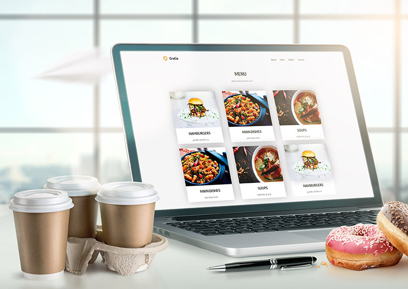 Mockup de l'intégration d'un site de restaurant